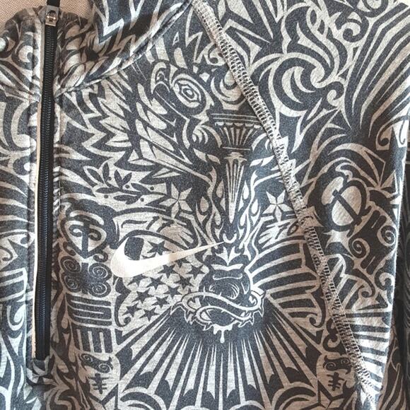 Nike Fit-Dri 1/4 Zip Pullover Mayan Inspo Design Mexican Soccer Navy Gray M - Picture 2 of 8